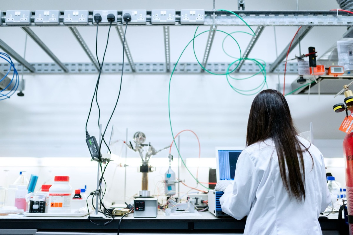 Battery research lab with equipment and materials